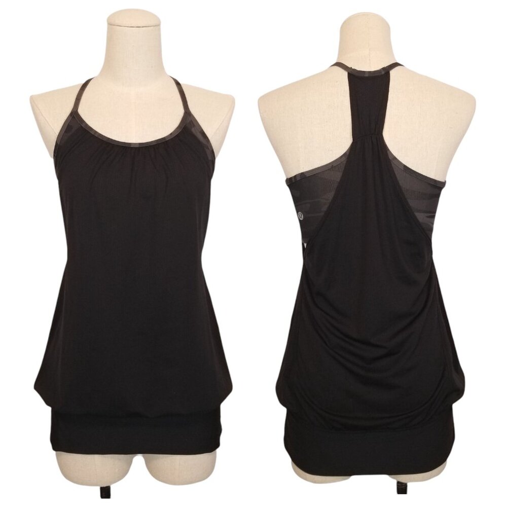 Lululemon No Limit Tank Black Wren Retro Camo Sz 4